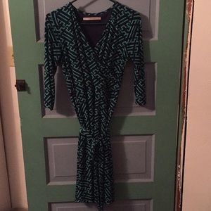 Green and navy wrap dress SZ XS/S